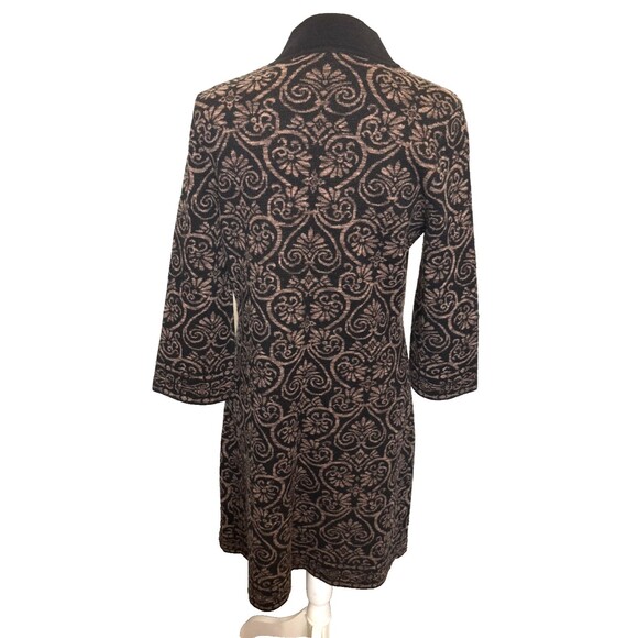 Icelandic Design Long Wool Cardigan Nordic Scandi Medium Black Tan - Picture 4 of 8